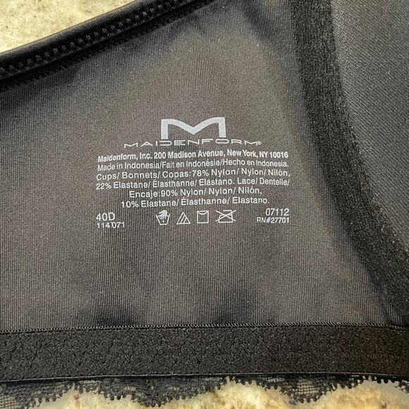 Maidenform Lace Black Bra 40D - Picture 5 of 6